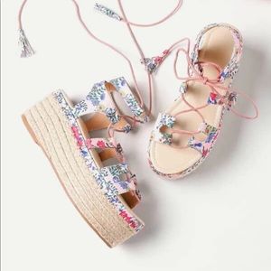 Shein Calico Floral Lace Up Espadrilles